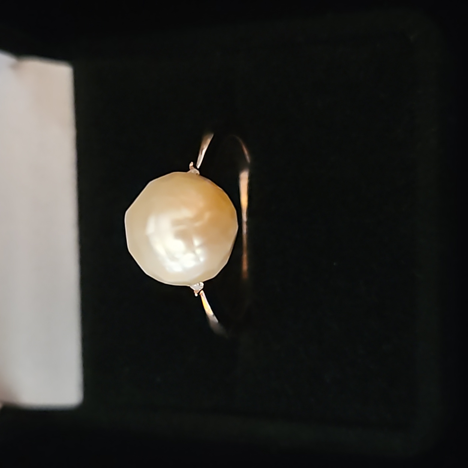 Peach Edison Pearl And Diamond Accent Solitaire Ring